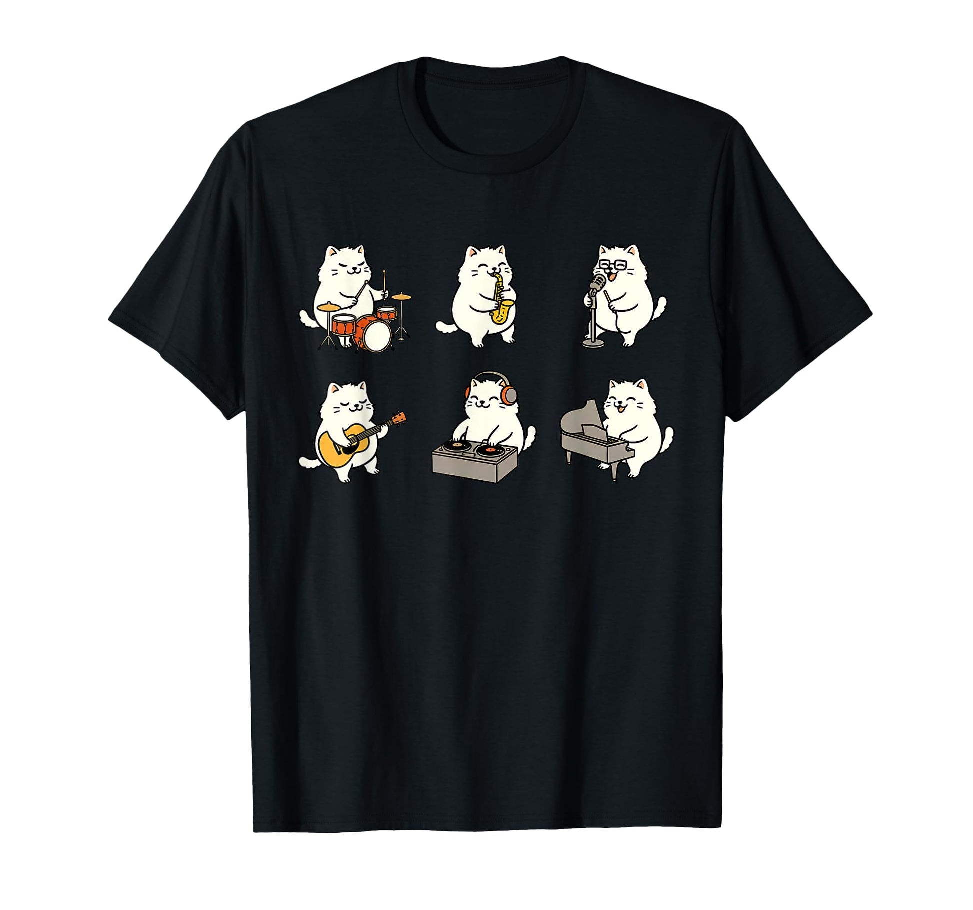 Music Teacher Cat Playing Musical T-Shirt - Graphic Print for Adults - T-Shirt, Sweatshirt, Hoodie