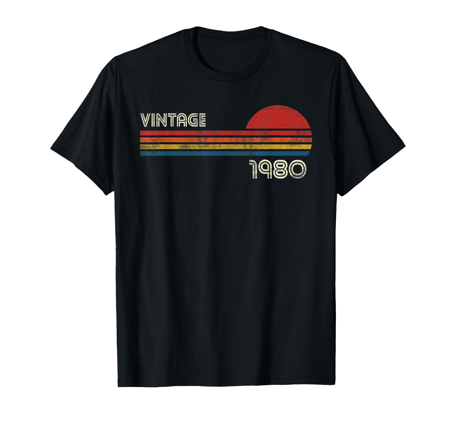 1980 Chest Stripe Birthday T-Shirt - Fun Novelty Design Men Women - T-Shirt, Sweatshirt, Hoodie