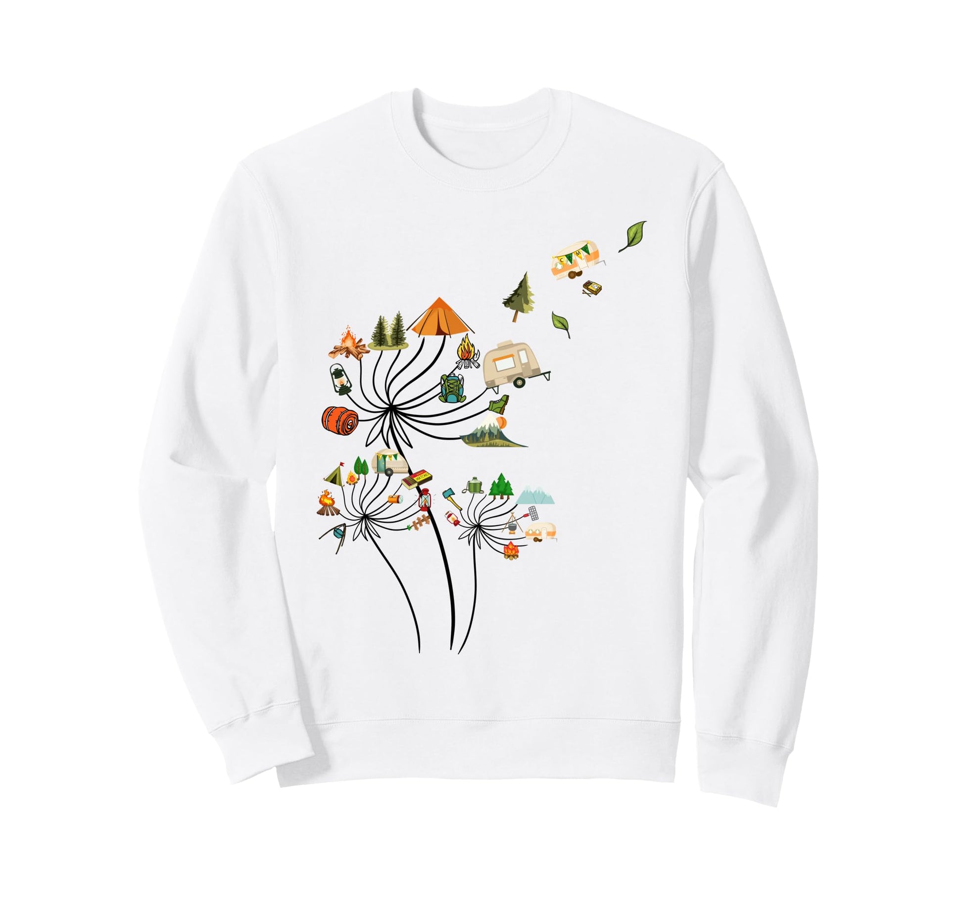 Camping Lover Dandelion Happy Sweatshirt - Custom Art Print for Adults - T-Shirt, Sweatshirt, Hoodie