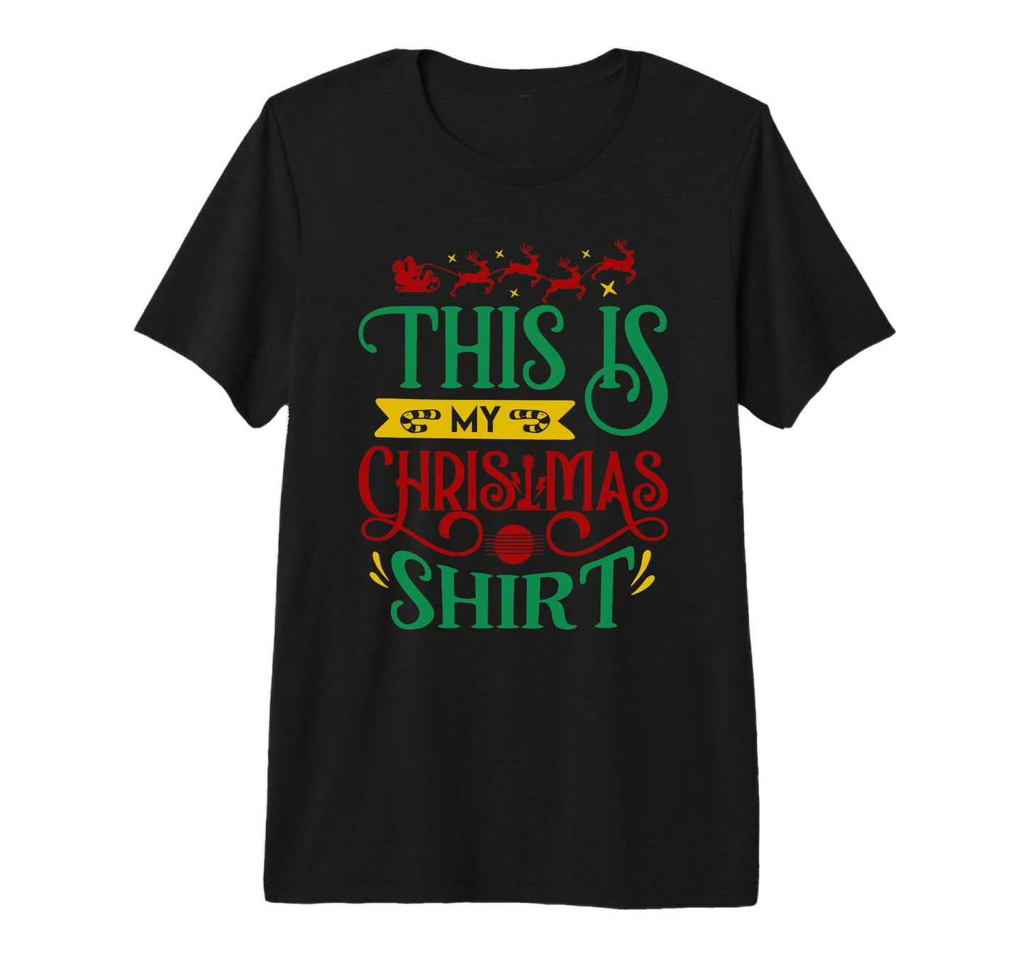 Guitar Musician Holiday Santa Claus T-Shirt - Trendy Graphic for Adults - T-Shirt, Sweatshirt, Hoodie