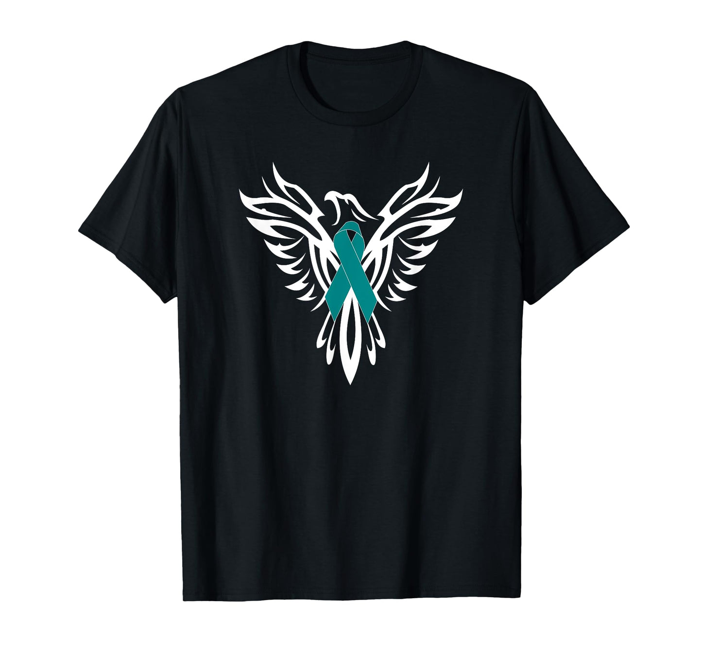 Ptsd Awareness Phoenix Teal Ribbon T-Shirt - Casual Everyday Wear Unisex - T-Shirt, Sweatshirt, Hoodie
