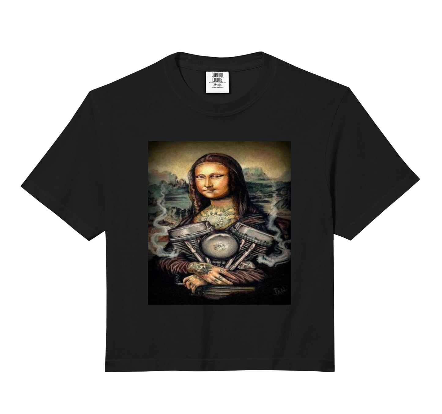 Mona Lisa Motorcycle Comfort Colors Crop T-Shirt - Novelty Apparel Unisex - T-Shirt, Sweatshirt, Hoodie