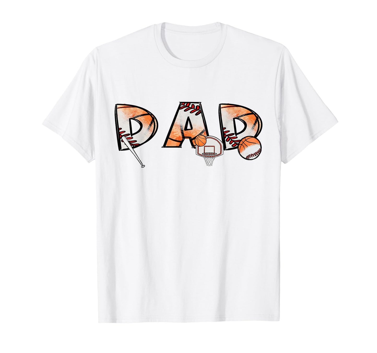 Dad Both Half Basketball Baseball T-Shirt - Trendy Graphic for Adults - T-Shirt, Sweatshirt, Hoodie
