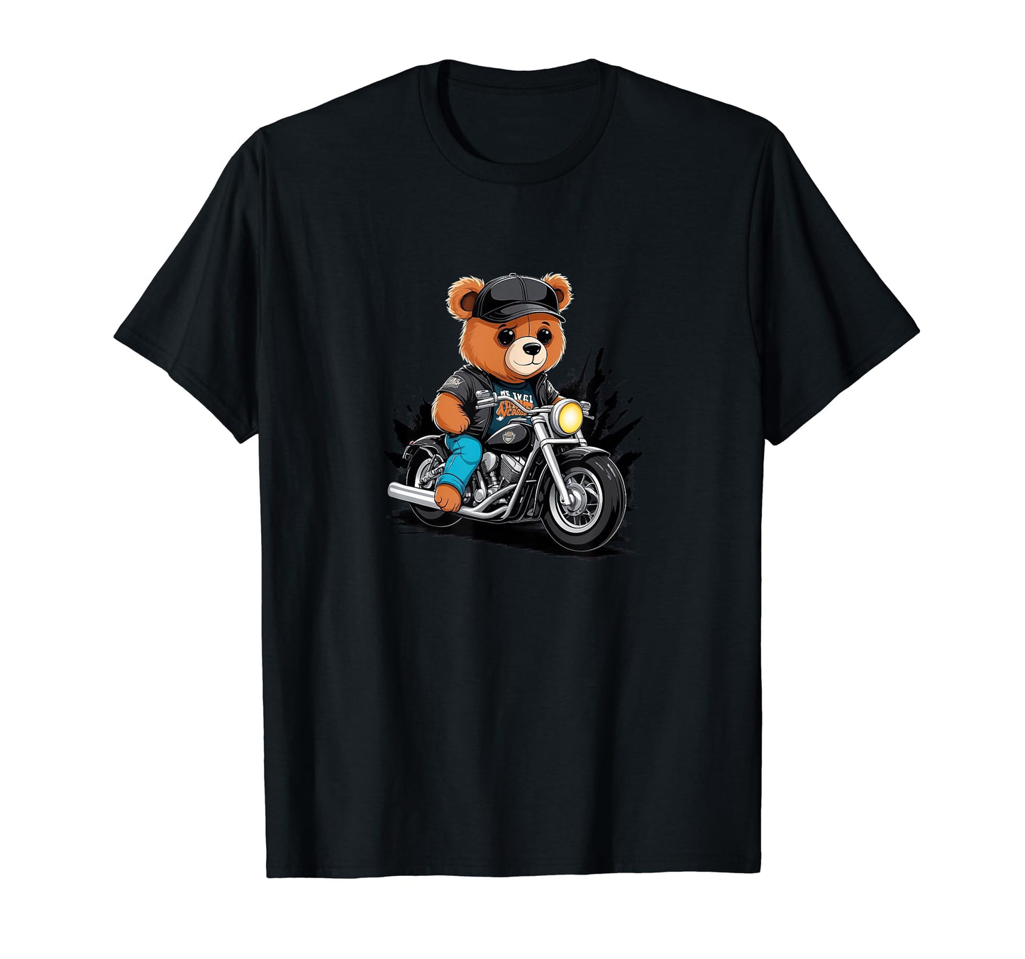 Teddy Bear Riding Motorcycle Gift T-Shirt - Minimalist Print for Adults - T-Shirt, Sweatshirt, Hoodie