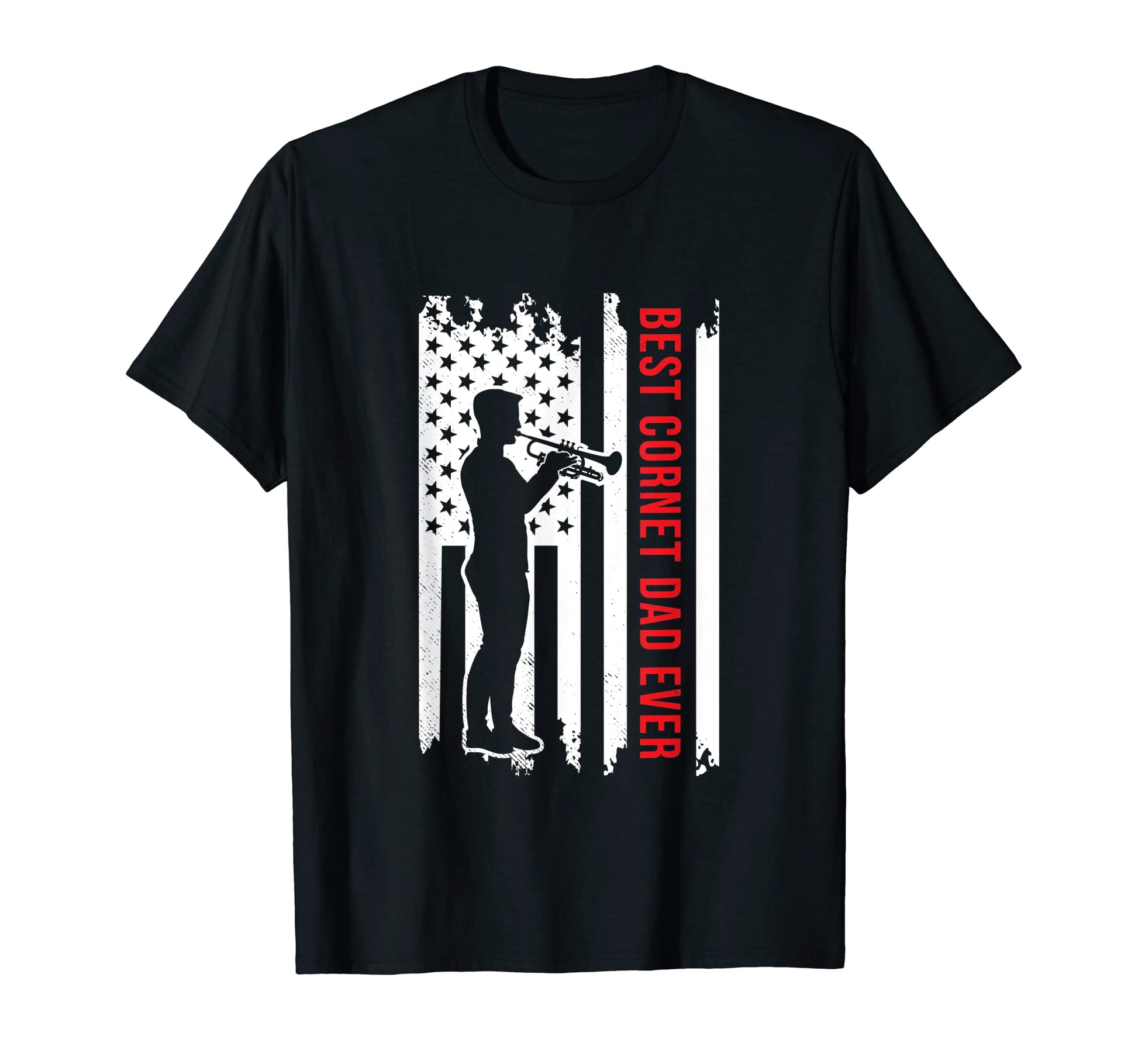 Cornet Musician Usa American Flag Dad T-Shirt - Custom Art Print Unisex - T-Shirt, Sweatshirt, Hoodie