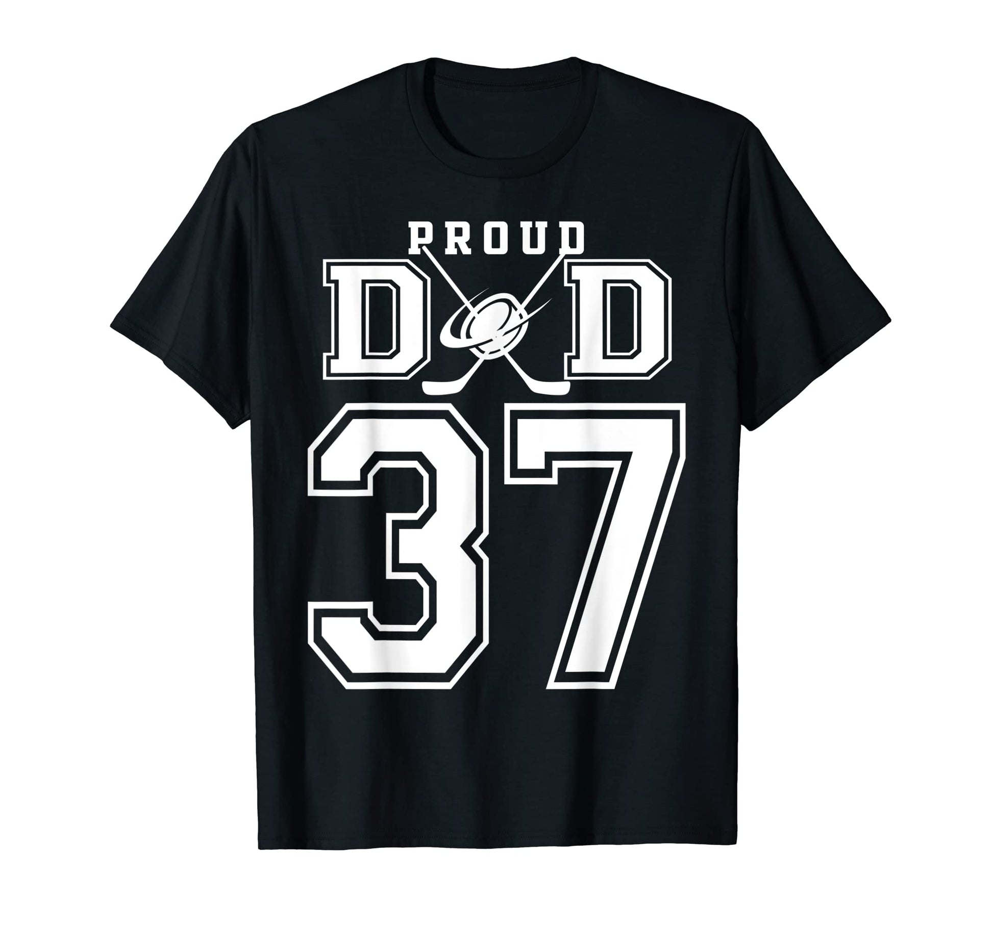 Number 37 Custom Proud Hockey Dad T-Shirt - Casual Everyday Wear Men Women - T-Shirt, Sweatshirt, Hoodie