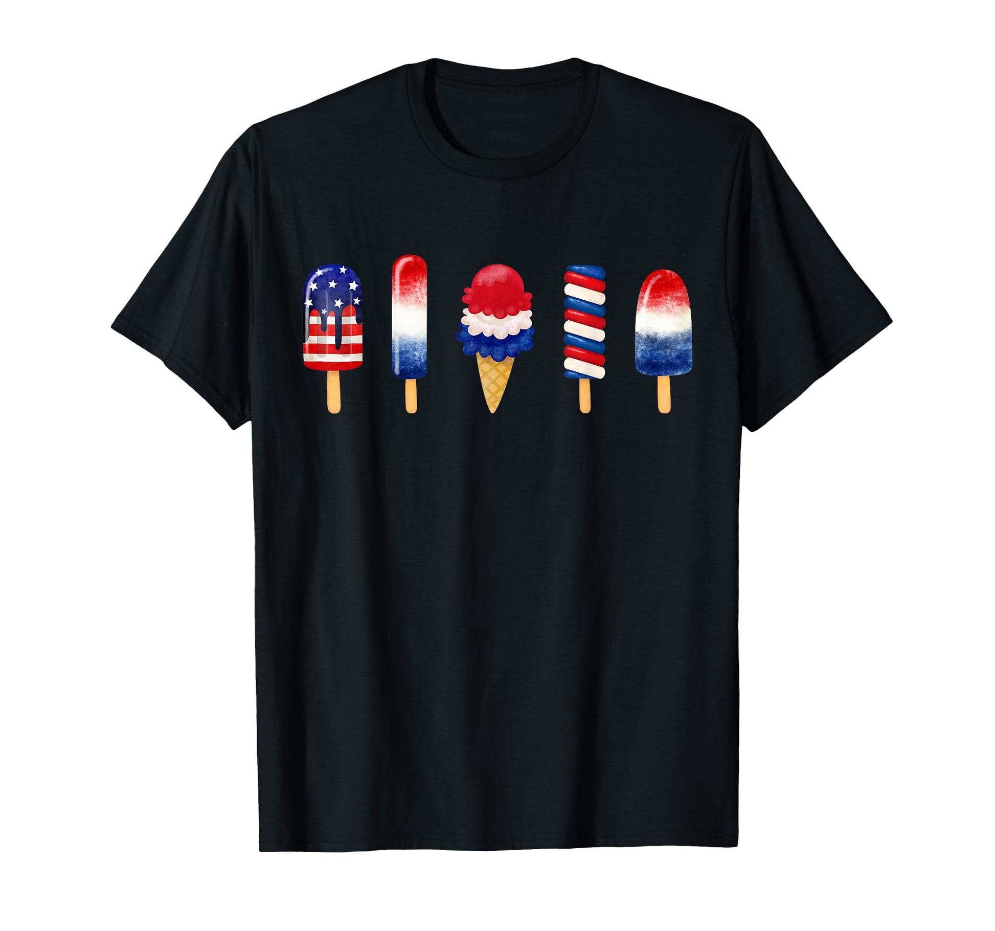 Red White Blue Ice Cream Ice Pops T-Shirt - Aesthetic Graphic Men Women - T-Shirt, Sweatshirt, Hoodie