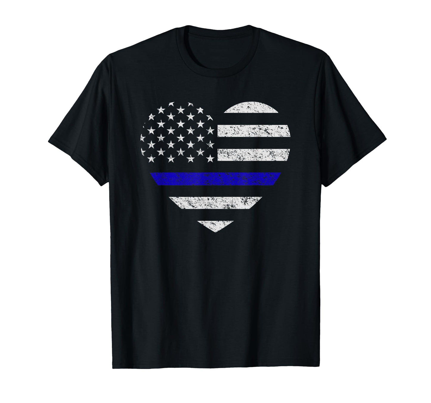 Thin Blue Line American Flag Heart T-Shirt - Trendy Graphic for Adults - T-Shirt, Sweatshirt, Hoodie