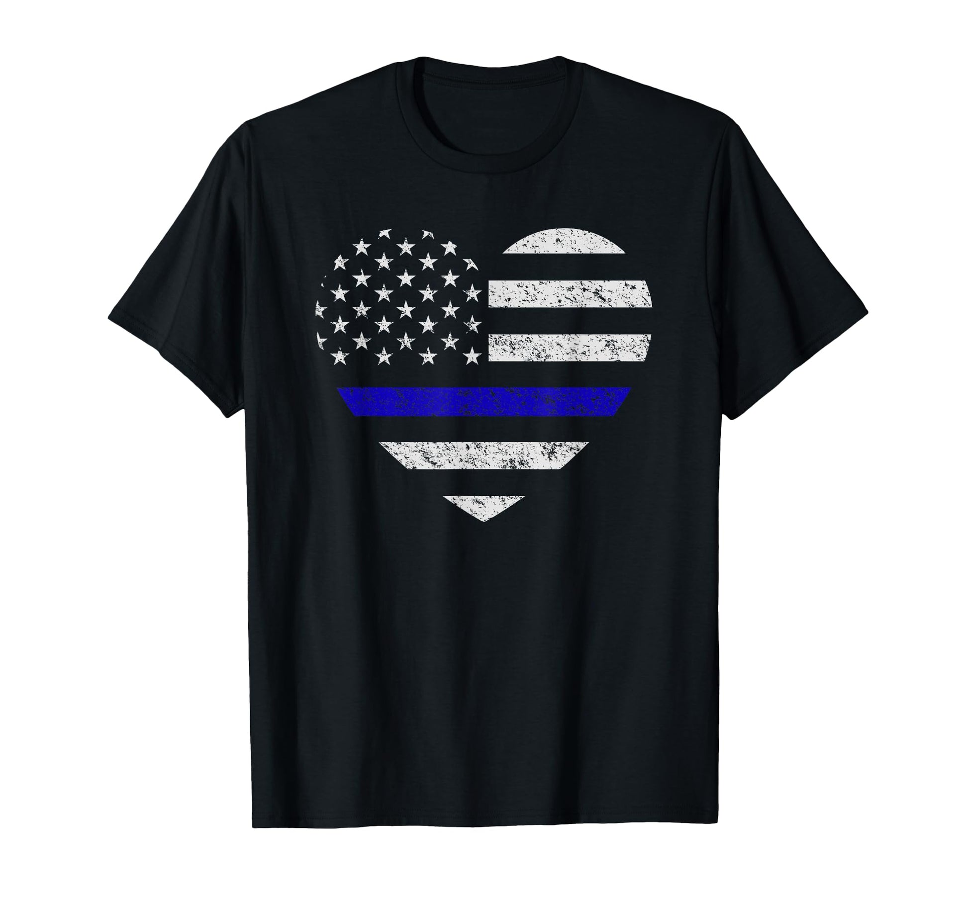 Thin Blue Line American Flag Heart T-Shirt - Trendy Graphic for Adults - T-Shirt, Sweatshirt, Hoodie