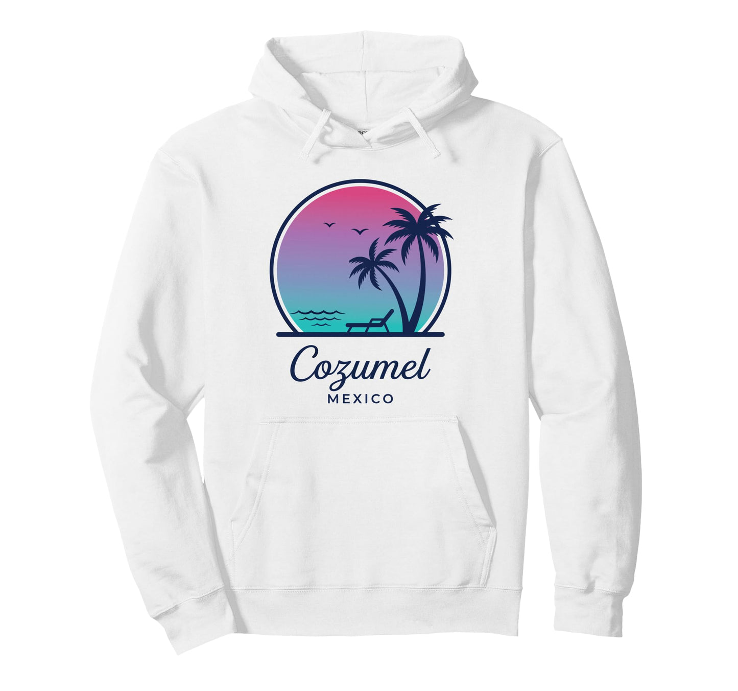 Cozumel Mexico Beach Vacation Palm Hoodie - Minimalist Print Men Women - T-Shirt, Sweatshirt, Hoodie