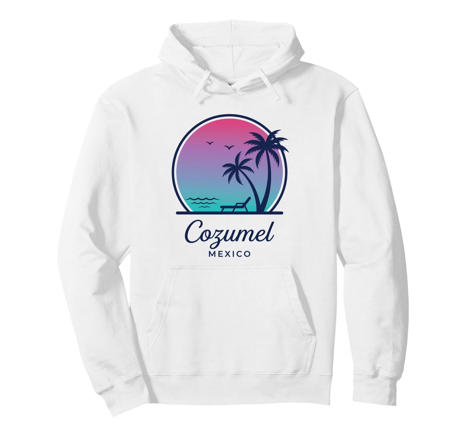 Cozumel Mexico Beach Vacation Palm Hoodie - Minimalist Print Men Women - T-Shirt, Sweatshirt, Hoodie