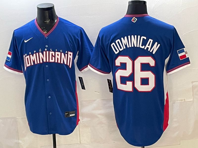 Men's Dominican Republic Baseball #26 Royal 2026 World Baseball Classic Stadium Jersey baseball jersey product view 1