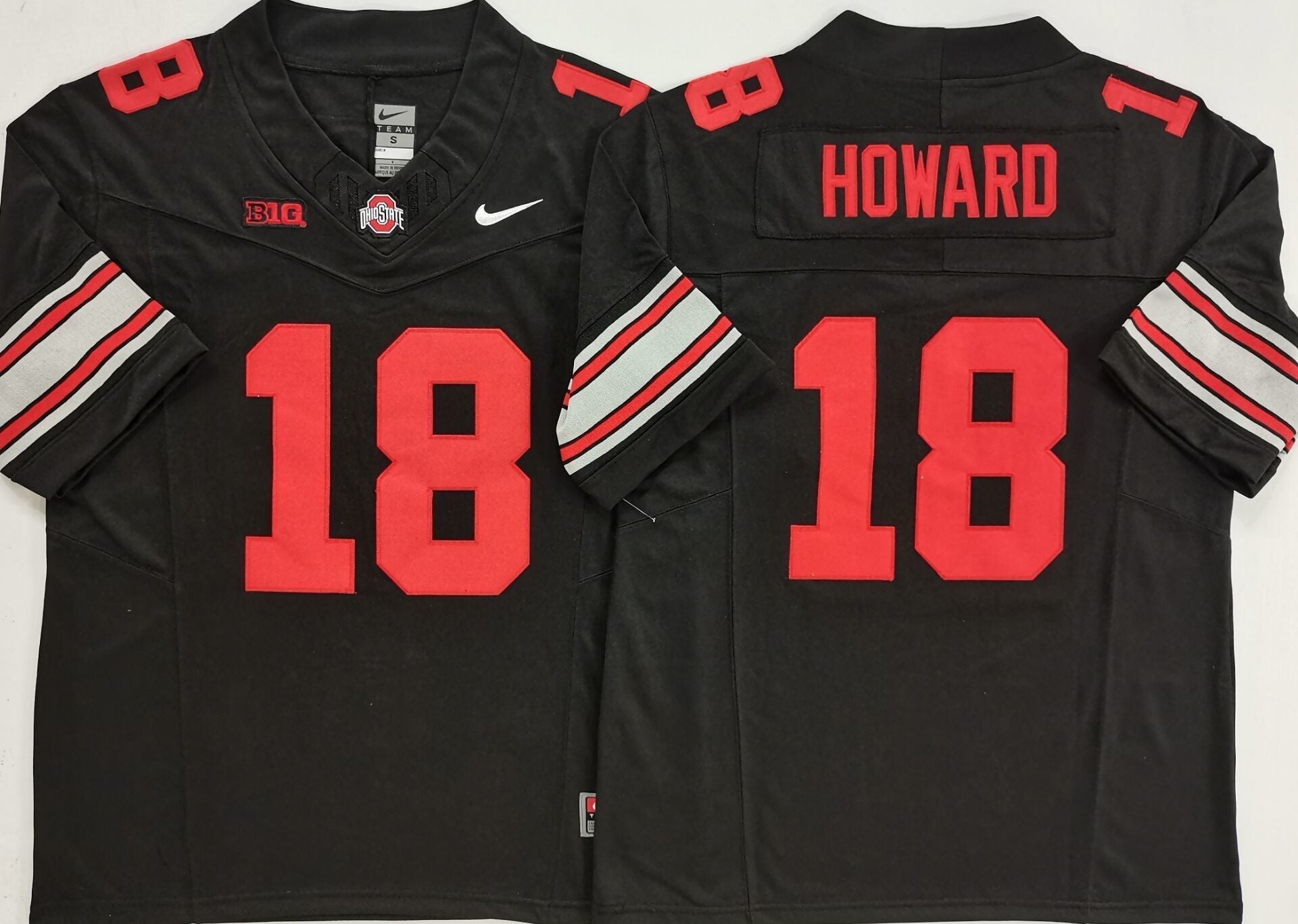 Men's Ohio State Buckeyes Will Howard #18 Black Player Game Jersey sports jersey product view 1