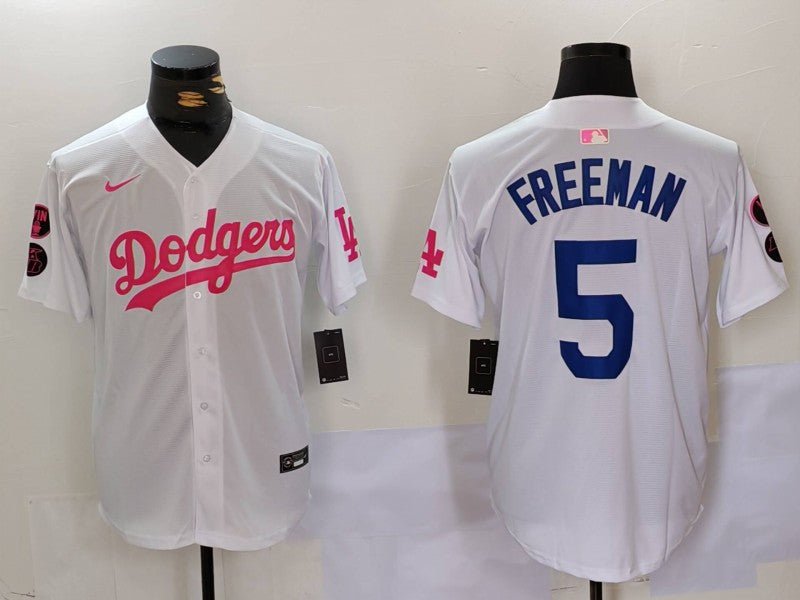 Men's Los Angeles Dodgers Freddie Freeman #5 White Limited Game Player Jersey1 baseball jersey product view 1