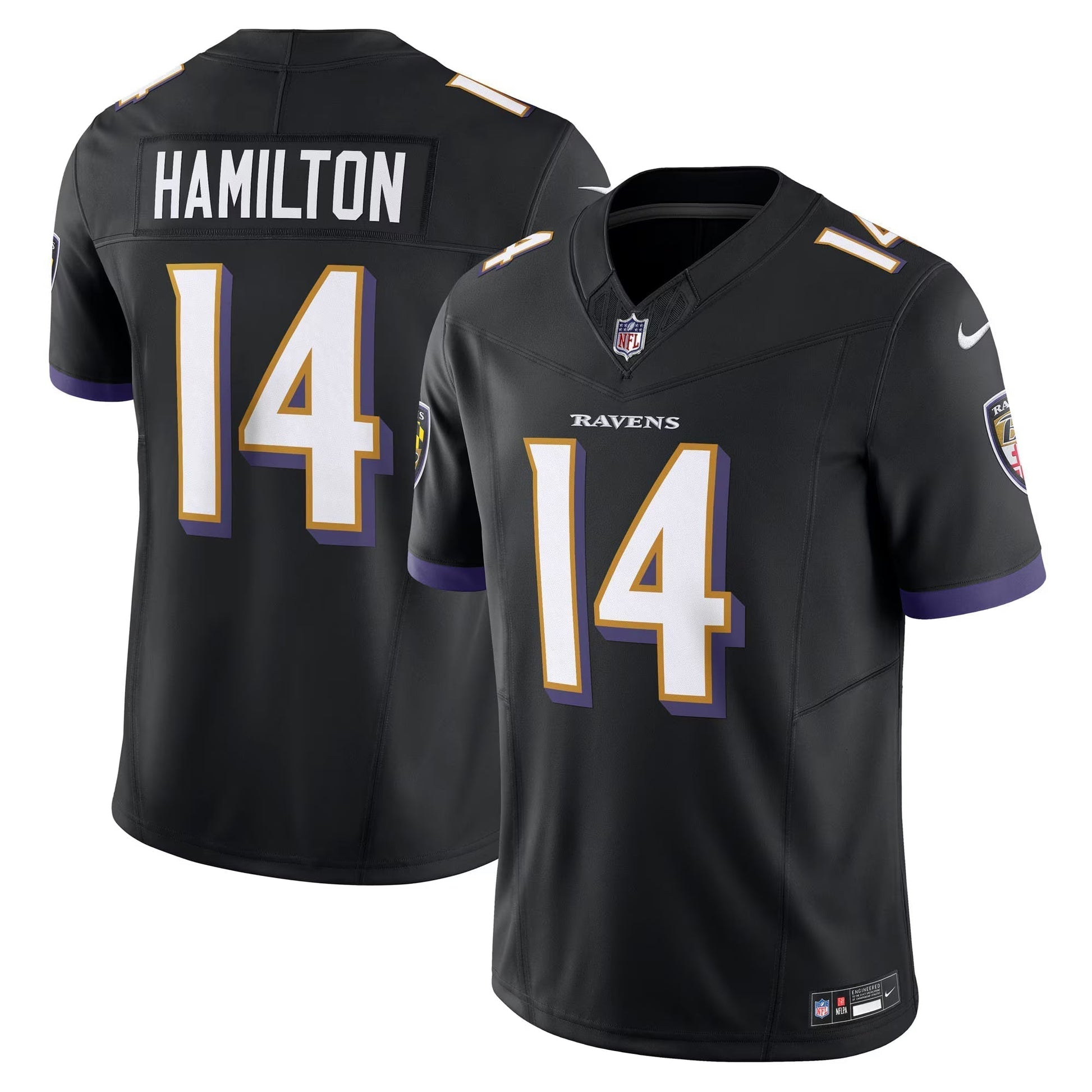 Baltimore Ravens Kyle Hamilton Black Alternate Vapor F.U.S.E. Limited Jersey football jersey product view 1