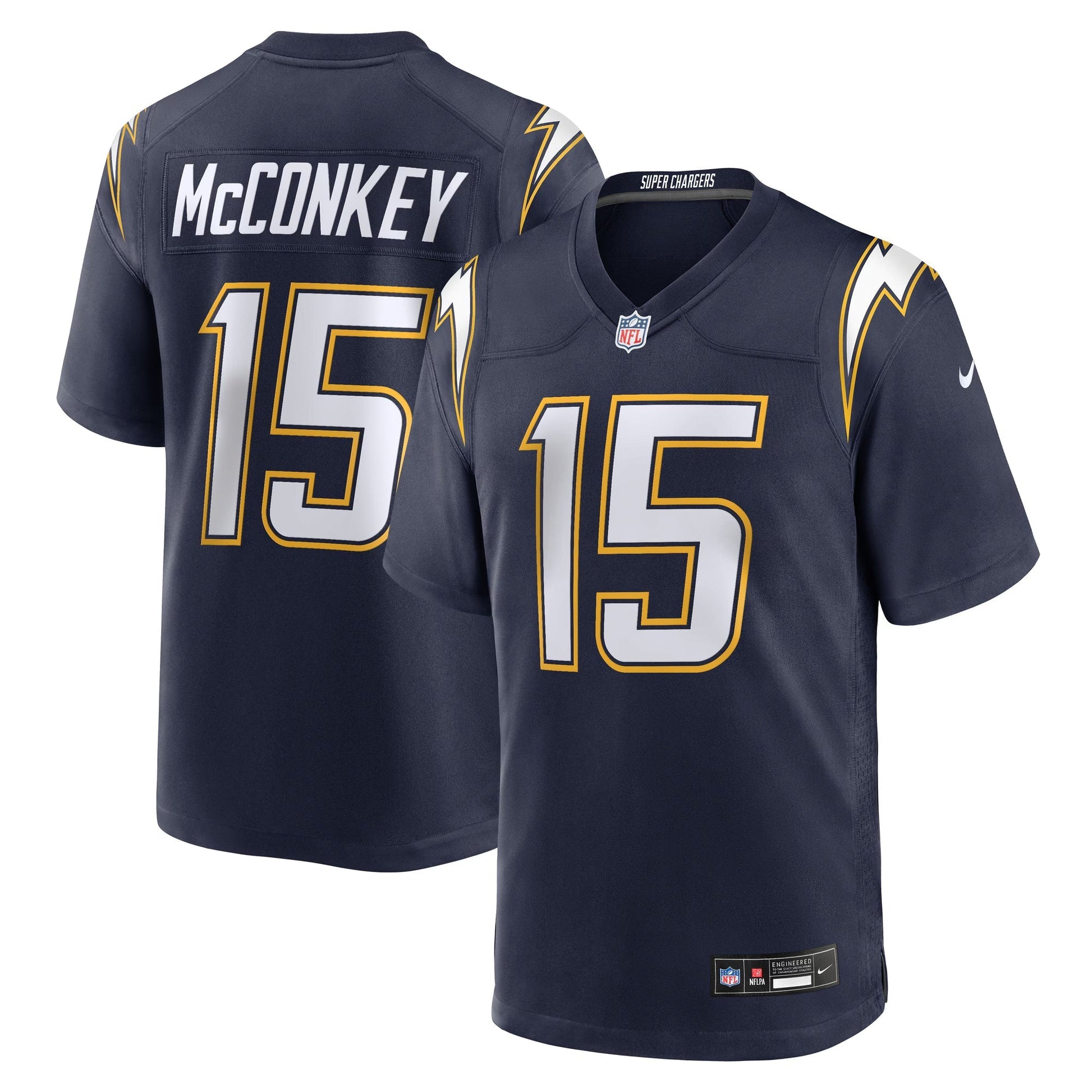 Los Angeles Chargers Ladd McConkey Navy Alternate Super Chargers Game Player Jersey football jersey product view 1