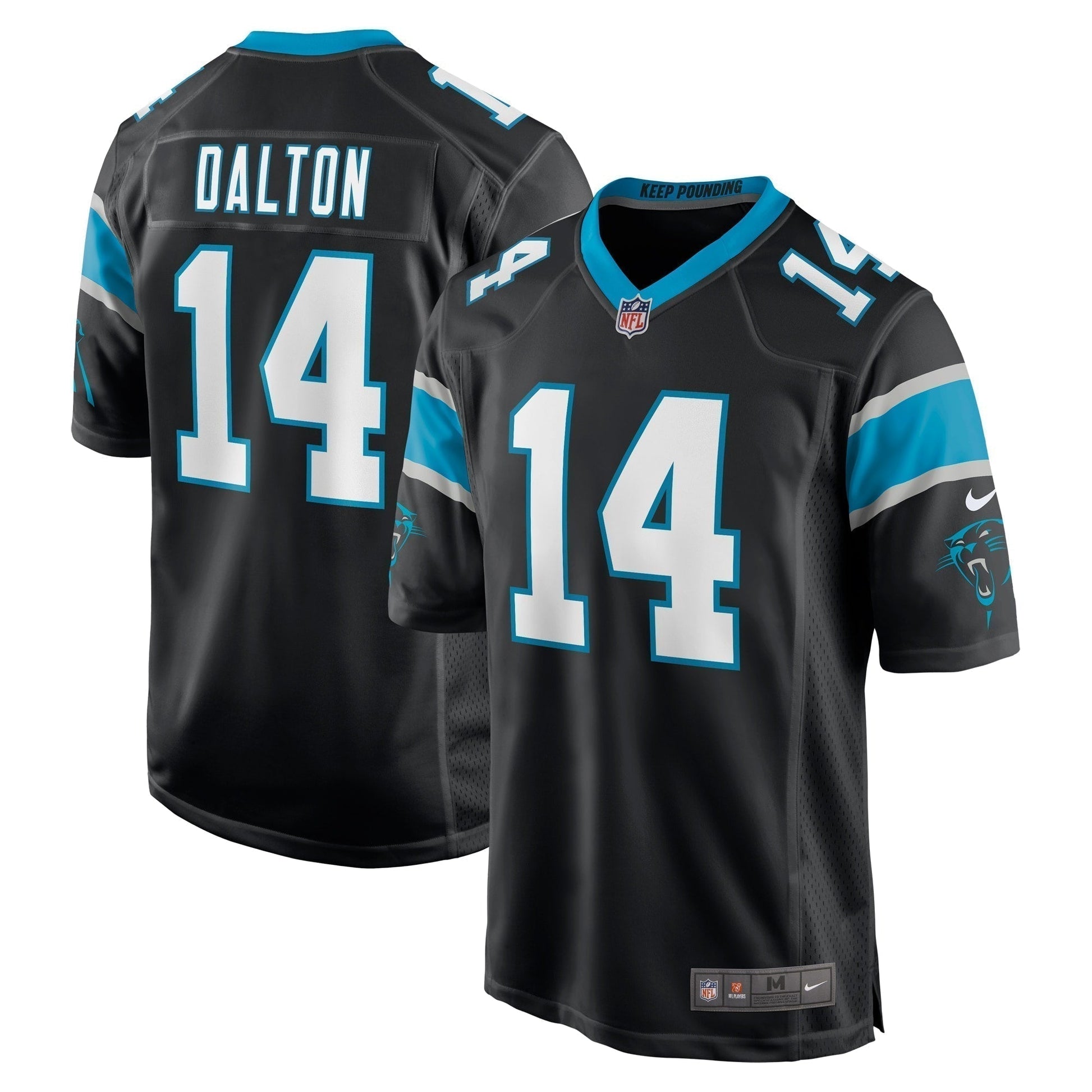 Andy Dalton Carolina Panthers Game Jersey - Black football jersey product view 1