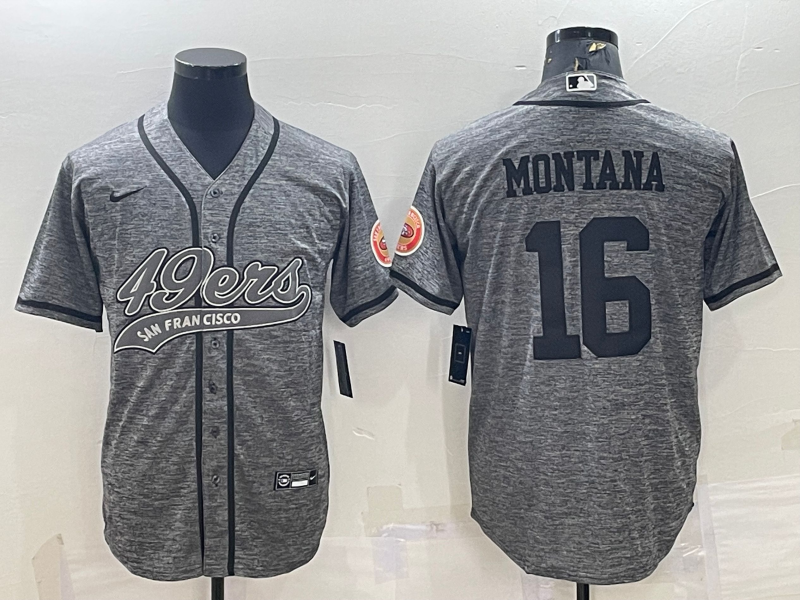 Men's San Francisco 49ers Joe Montana Grey Game Jersey Joint Edition football jersey product view 1