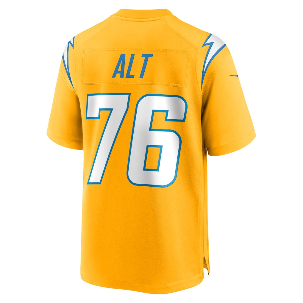 LA.Chargers #76 Joe Alt Powder Gold Alternate Charger Power Game Player Jersey football jersey product view 1
