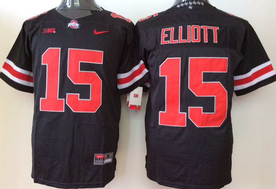 Men's Ohio State Buckeyes Ezekiel Elliott Black Player Game Jersey sports jersey product view 1