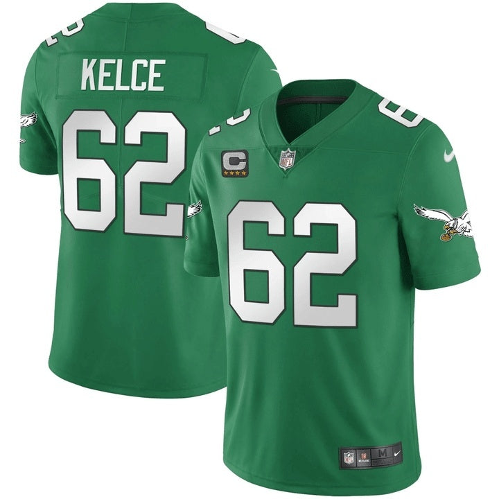 Men's Philadelphia Eagles Jason Kelce Jersey-green-Four-star captain's patch football jersey product view 1