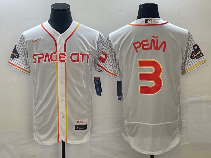 Men's Houston Astros Jeremy Pena #3 White City Connect Replica Player Jersey1 baseball jersey product view 1