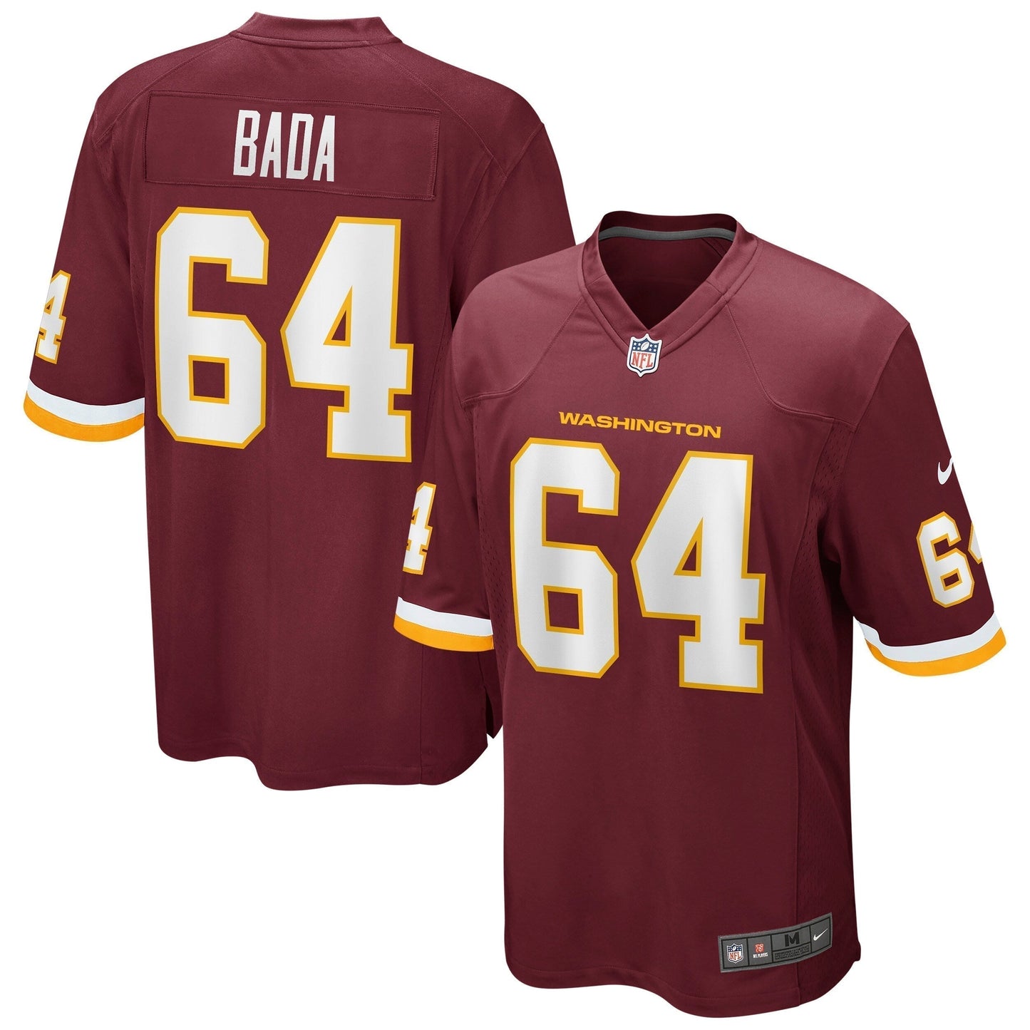 David Bada Washington Football Team Game Jersey - Burgundy football jersey product view 1