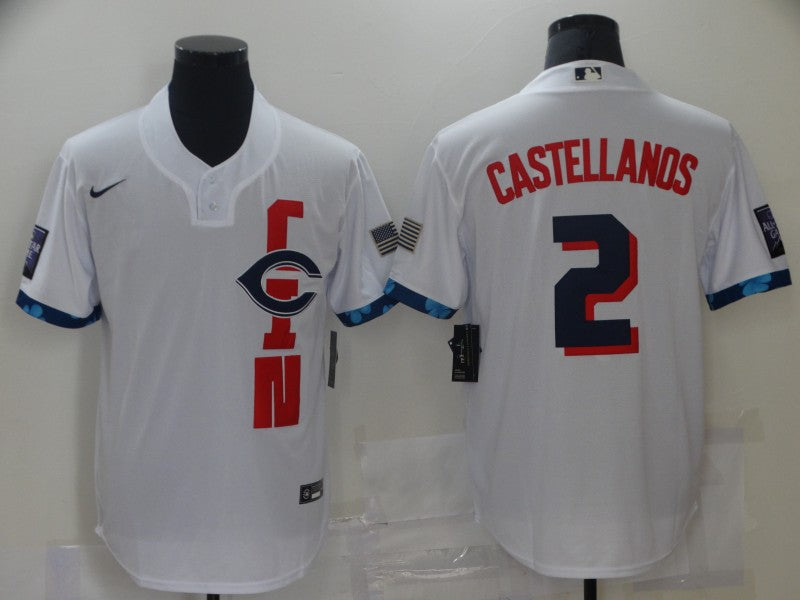 Men's Cincinnati Reds Nicholas Castellanos #2 White Replica Baseball Jersey1 baseball jersey product view 1