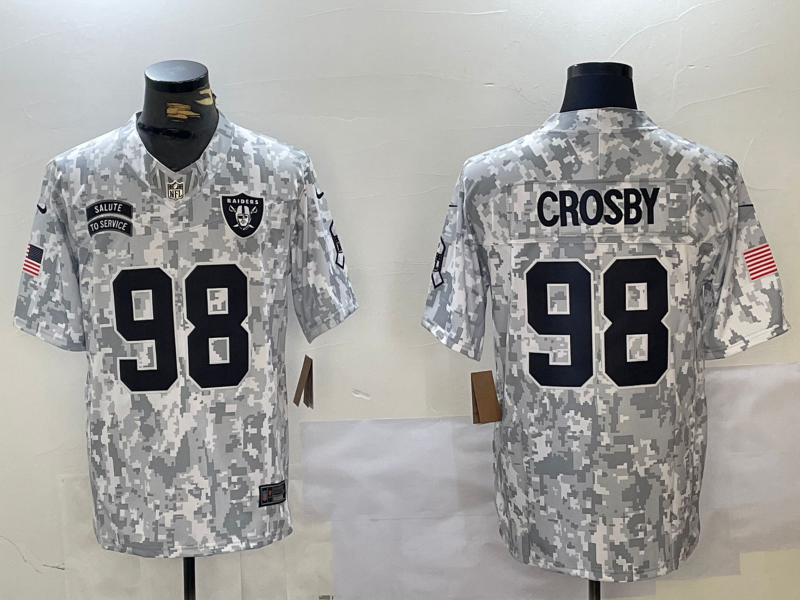 Men's Las Vegas Raiders Maxx Crosby Arctic Camo 2024 Salute to Service Limited Jersey football jersey product view 1