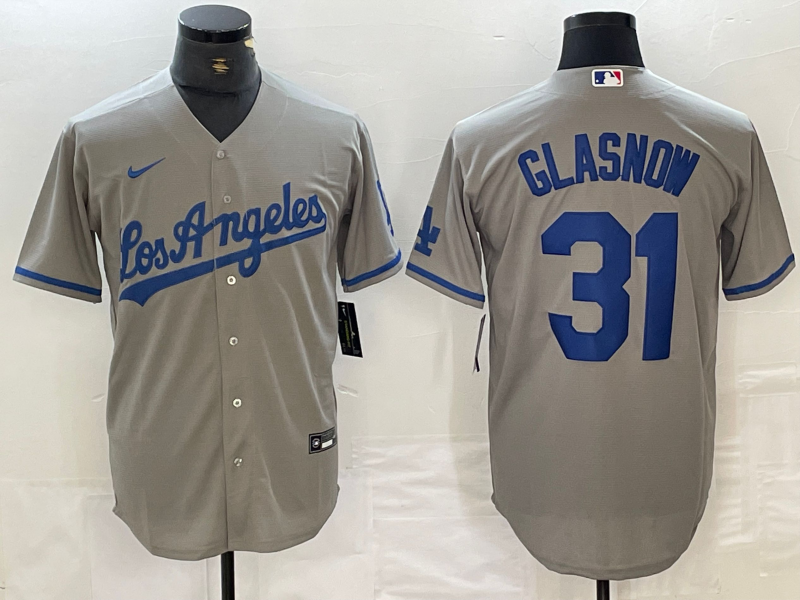 Men's Los Angeles Dodgers Tyler Glasnow Gray Player Jersey baseball jersey product view 1