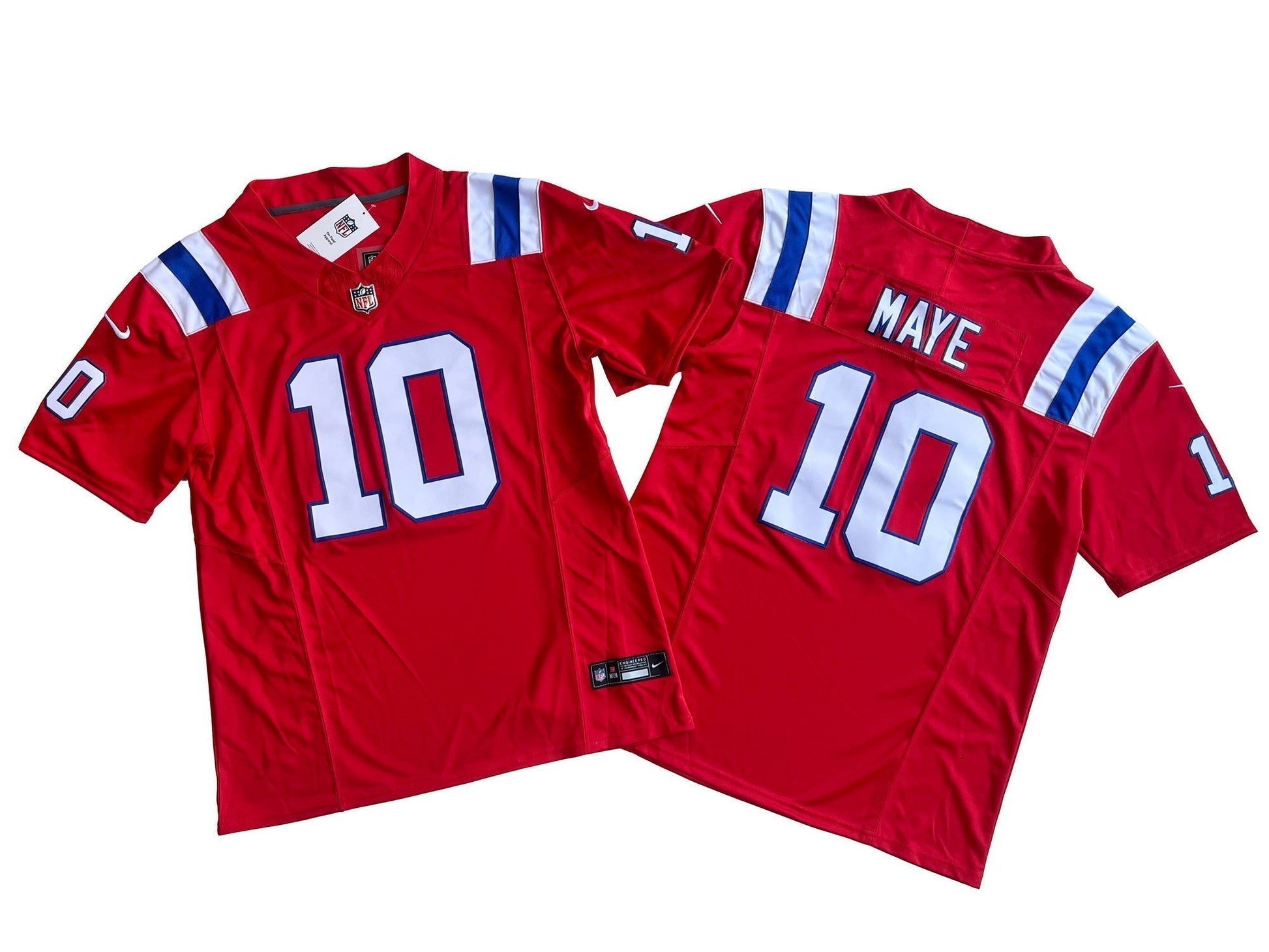 New England Patriots 10# Mac Jones Vapor F.U.S.E. Limited Red Jersey football jersey product view 1