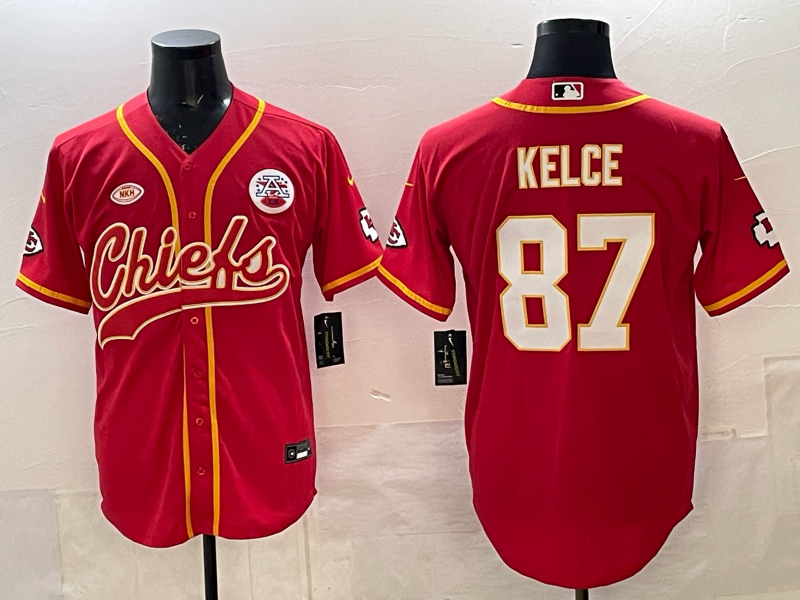 Men's Kansas City Chiefs Travis Kelce Red Game Jersey Joint Edition football jersey product view 1