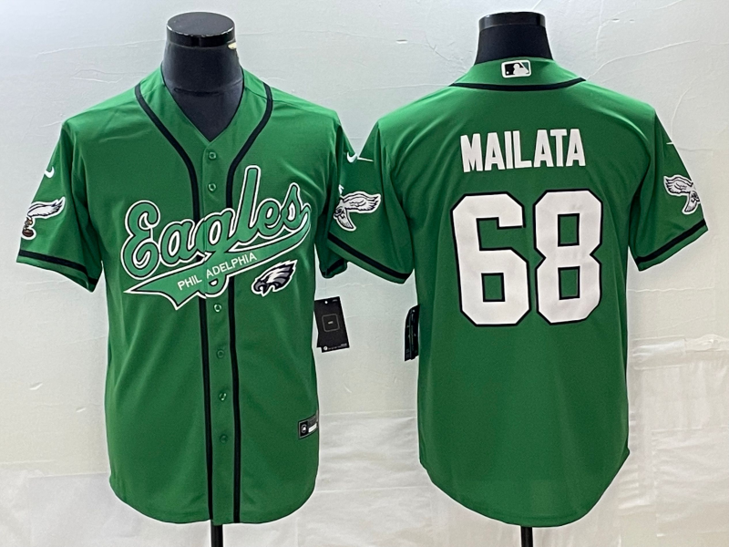 Men's Philadelphia Eagles Jordan Mailata #68 Kelly Green Game Jersey1 Joint Edition basketball jersey product view 1