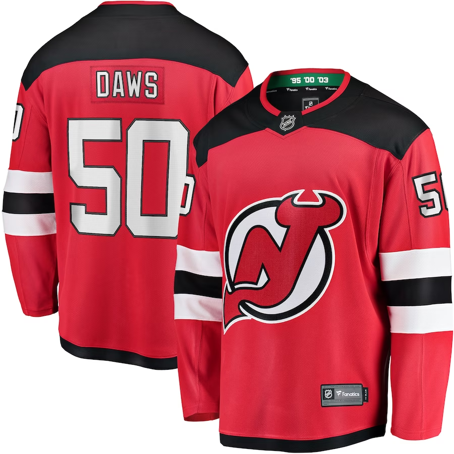 Men's New Jersey1 Devils Nico Daws #50 Red Player Game Jersey1 sports jersey product view 1