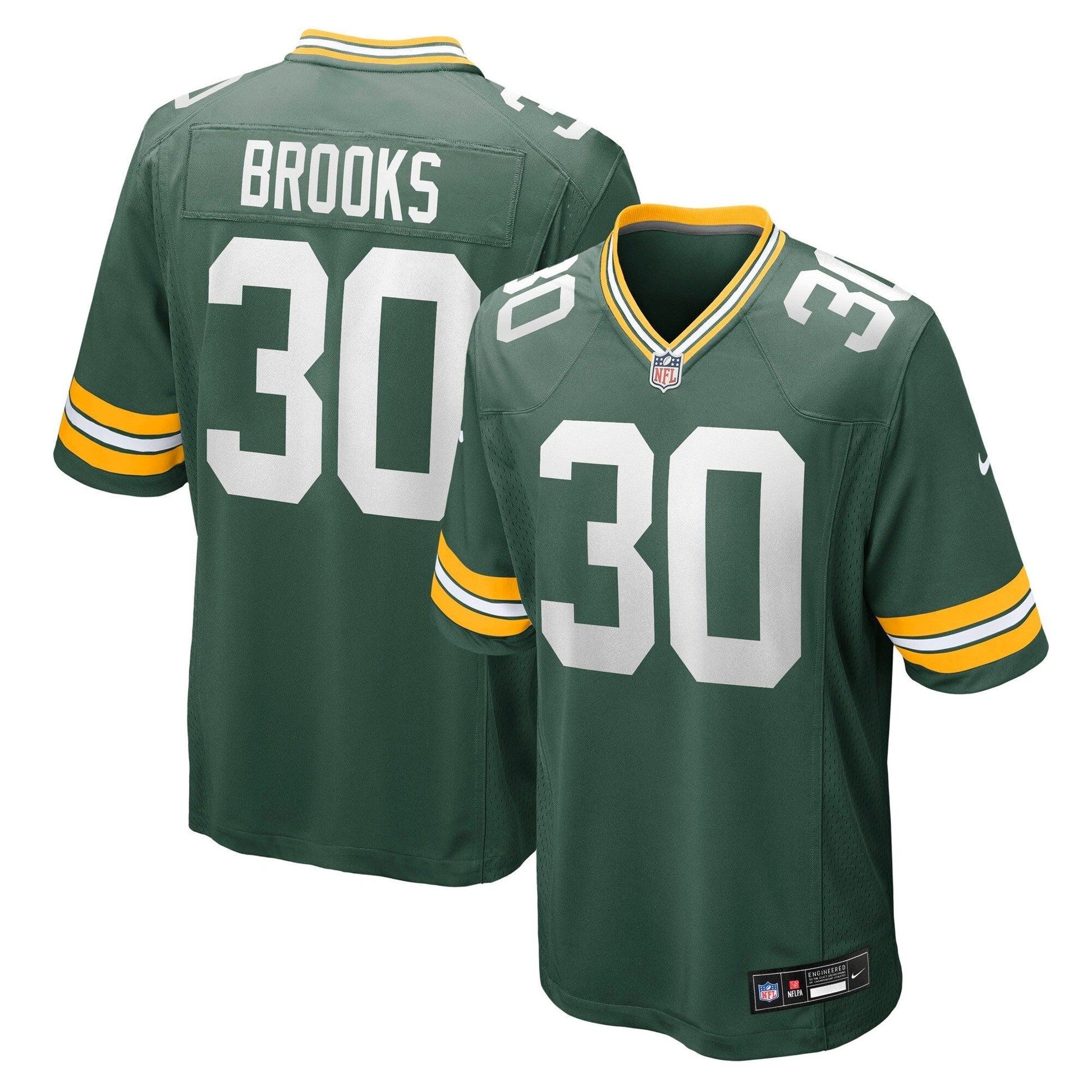 Green Bay Packers Chris Brooks Green Team Game Jersey football jersey product view 1