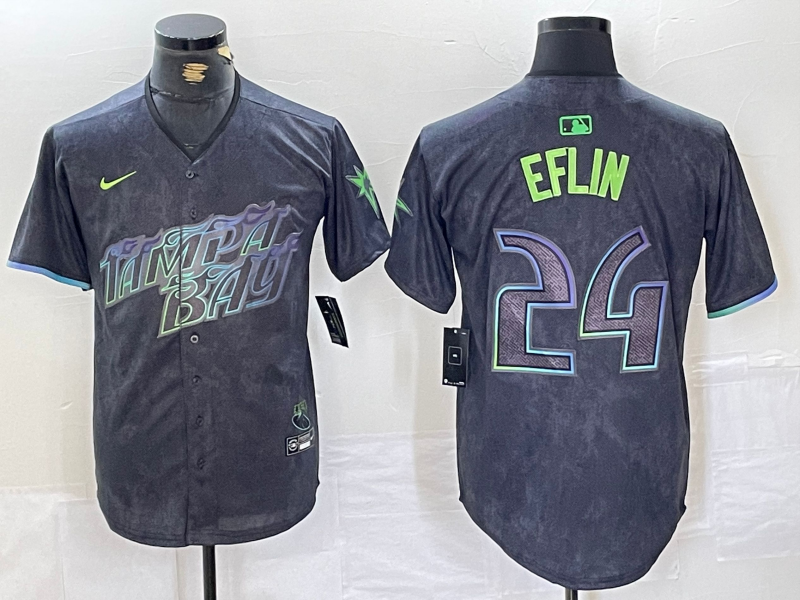 Men's Tampa Bay Rays Zach Eflin Charcoal 2024 City Connect Limited Player Jersey baseball jersey product view 1