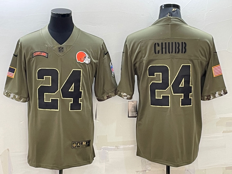 Men's Cleveland Browns Nick Chubb Olive 2022 Salute To Service Limited Jersey football jersey product view 1