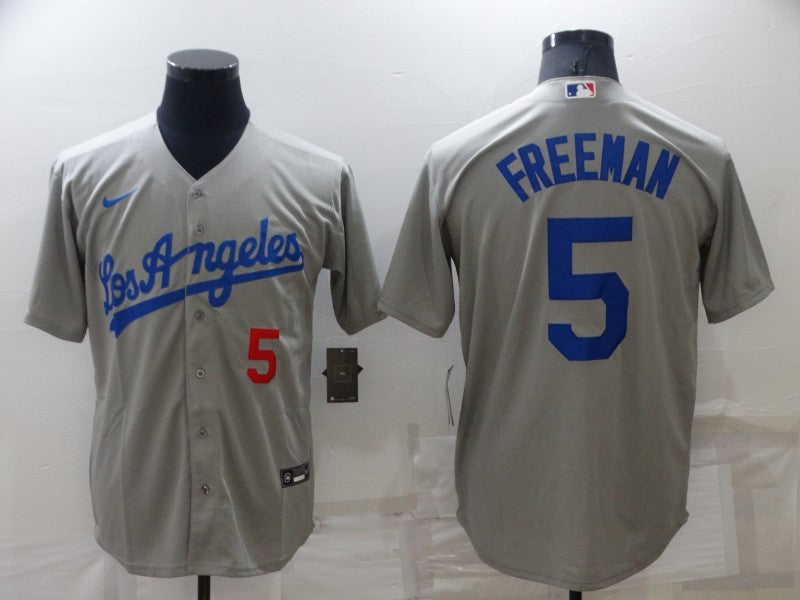 Men's Los Angeles Dodgers Freddie Freeman Gray Replica Player Jersey baseball jersey product view 1