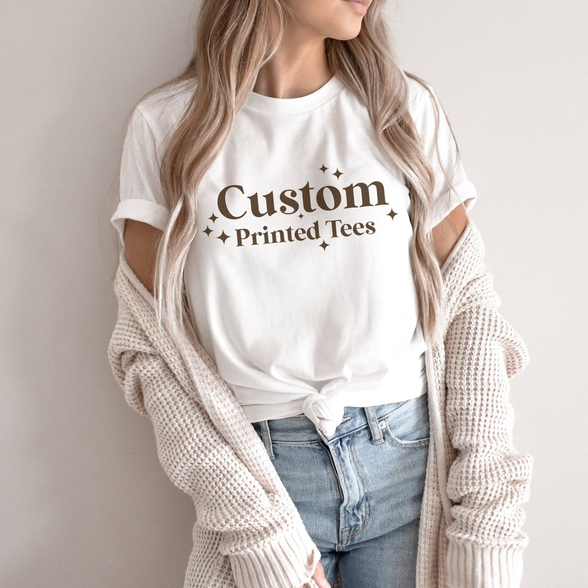Custom Cotton Tees with Name Location or Logo - Boho Colors Unisex T-shirt, Sweatshirt, Hoodie, Long Sleeve Tee - T-Shirt, Sweatshirt, Hoodie