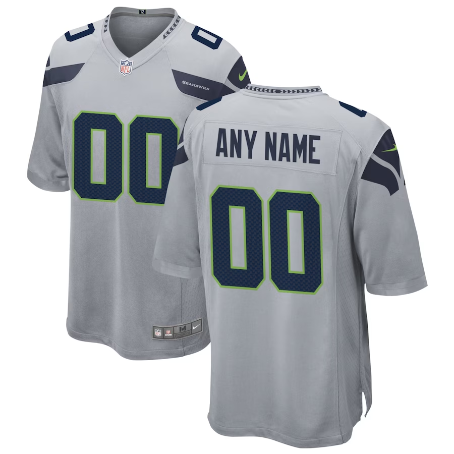 Men's Seattle Seahawks Gray Custom Game Jersey football jersey product view 1