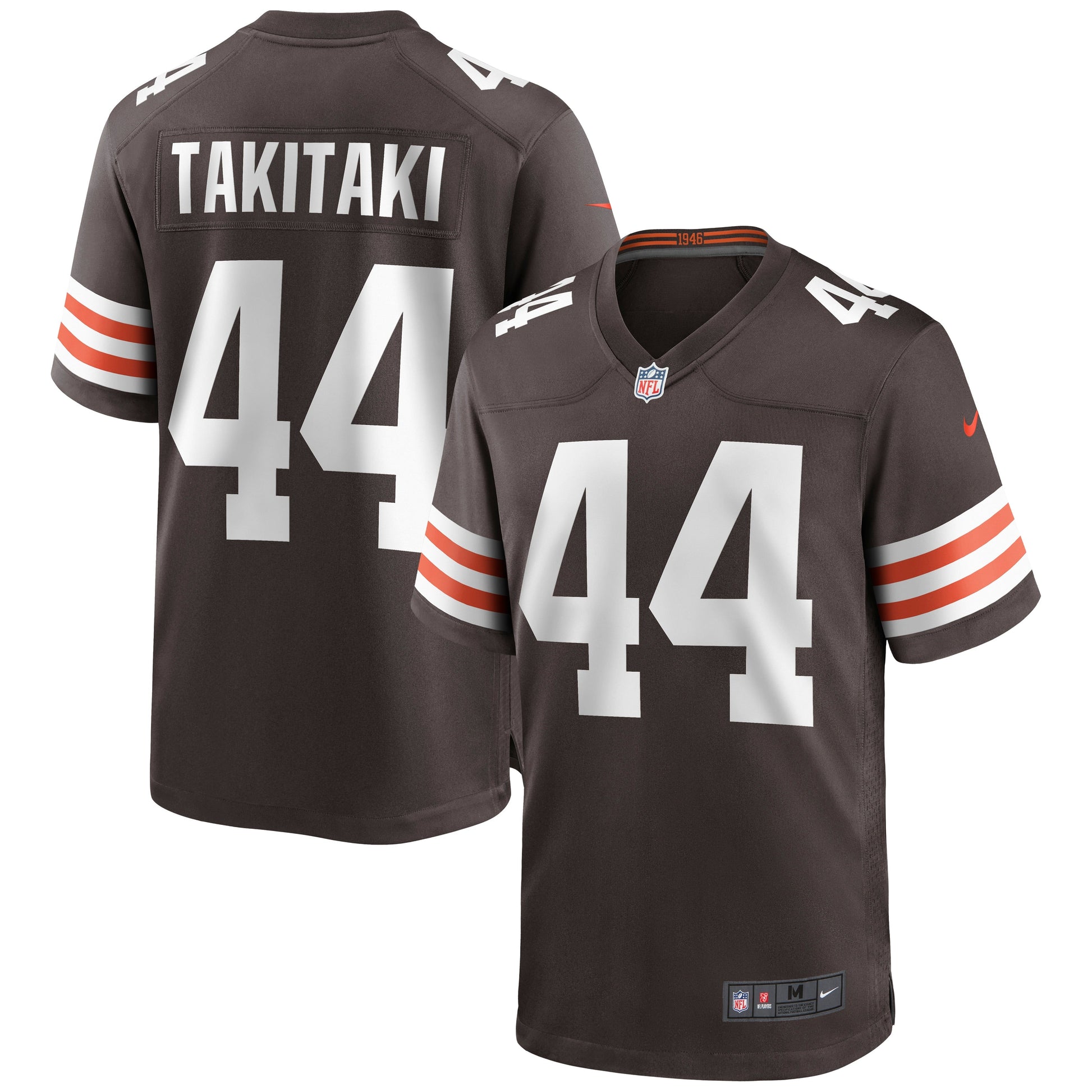 Sione Takitaki Cleveland Browns Game Jersey - Brown football jersey product view 1