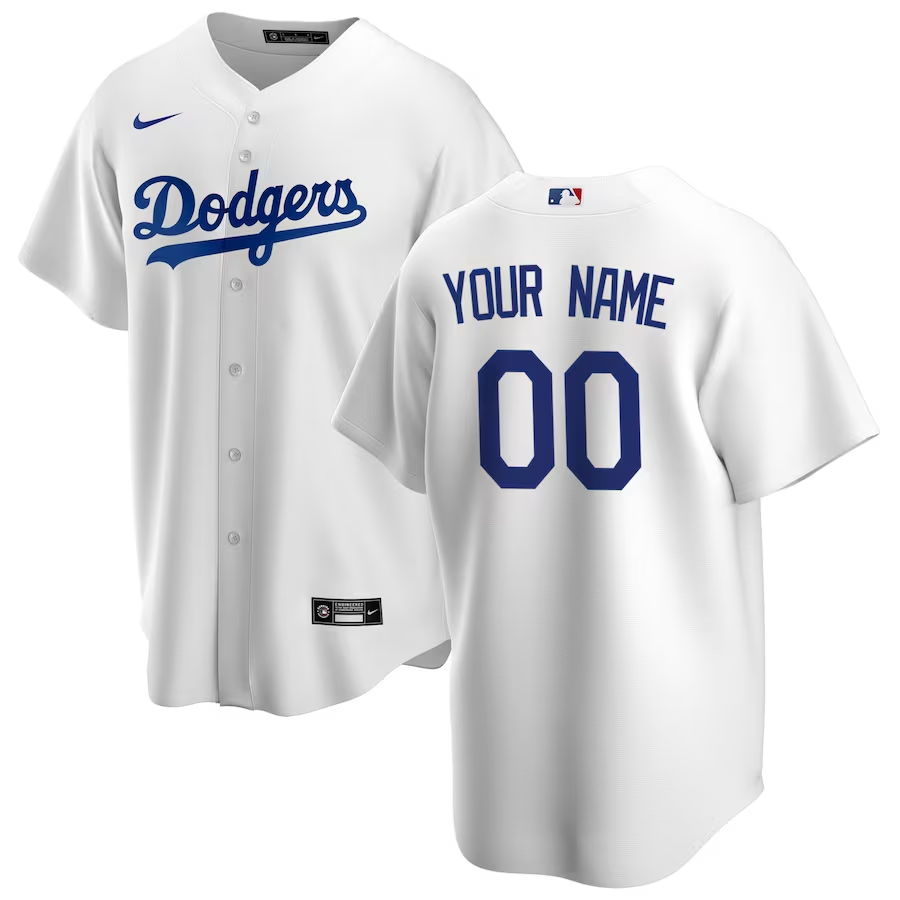 Men's Los Angeles Dodgers White Home Replica Custom Jersey baseball jersey product view 1