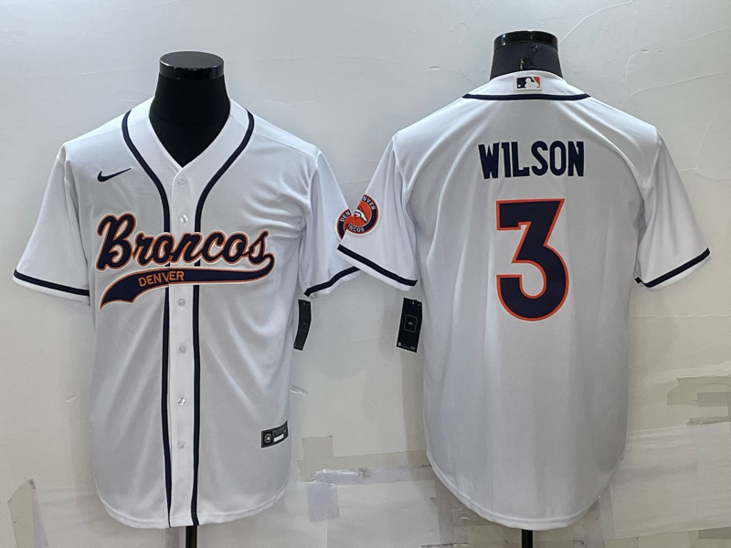 Men's Denver Broncos Russell Wilson White Game Jersey Joint Edition football jersey product view 1