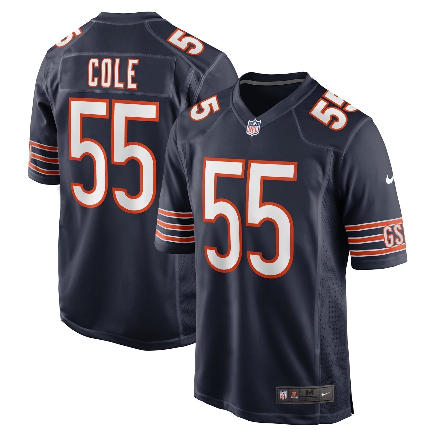 Dylan Cole Chicago Bears Game Jersey - Navy football jersey product view 1