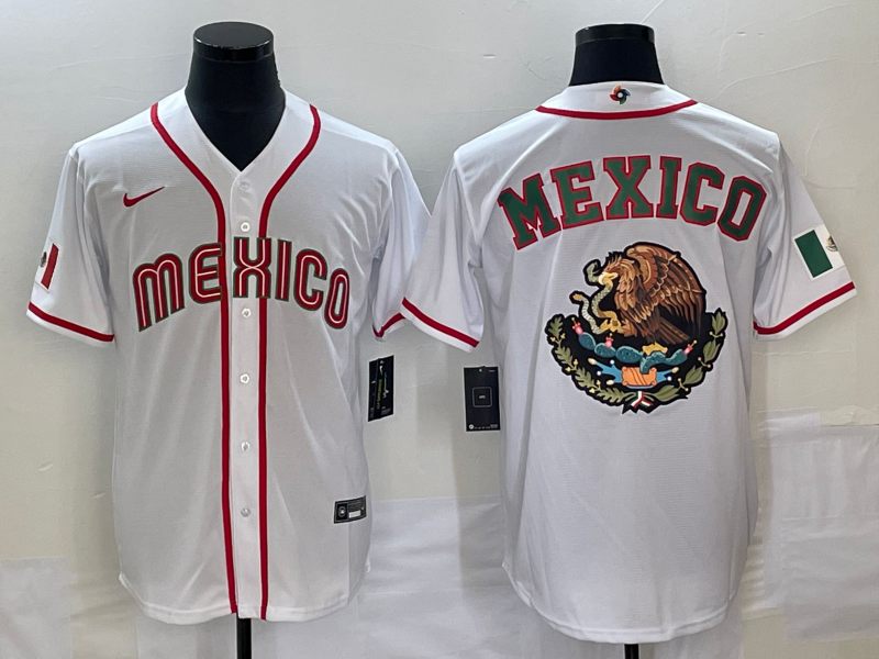 Men's 2023 World Baseball Classic Mexico White Replica Baseball Jersey1 baseball jersey product view 1