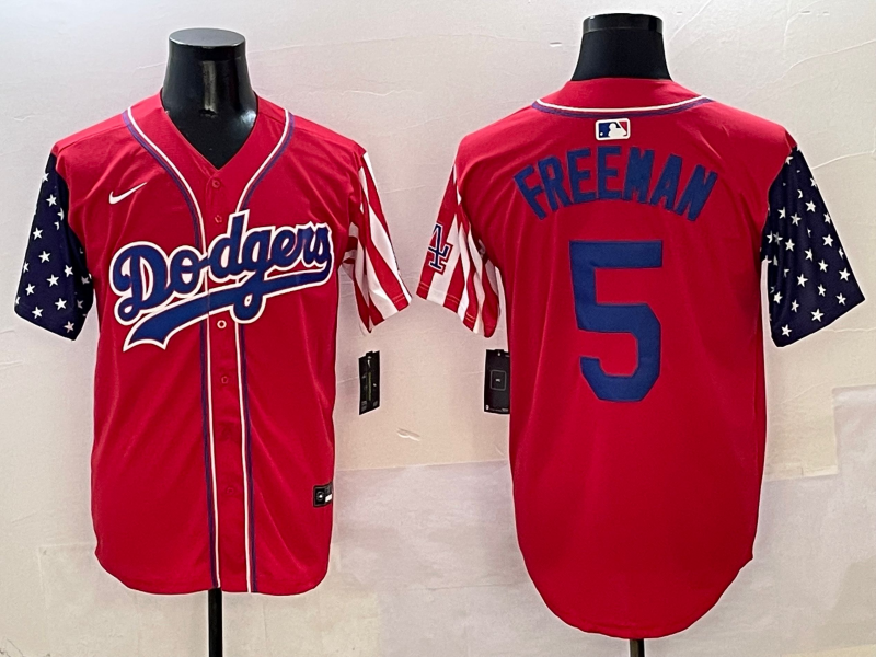 Men's Los Angeles Dodgers Freddie Freeman Red Player Jersey baseball jersey product view 1