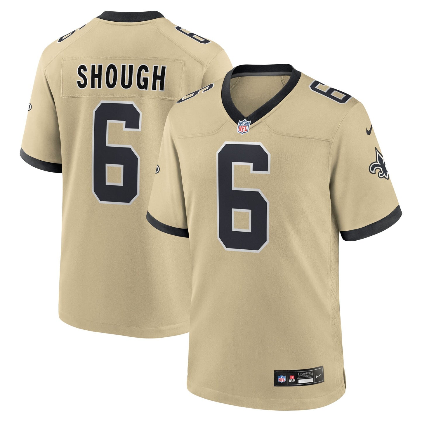 New Orleans Saints Tyler Shough Gold Alternate Game Player Jersey football jersey product view 1