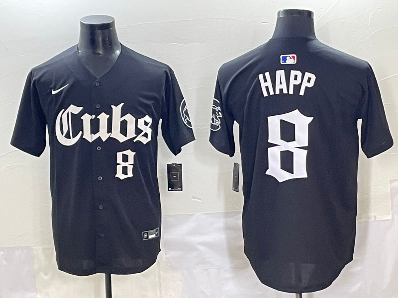 Men's Chicago Cubs Ian Happ #8 Black Game Player Jersey baseball jersey product view 1