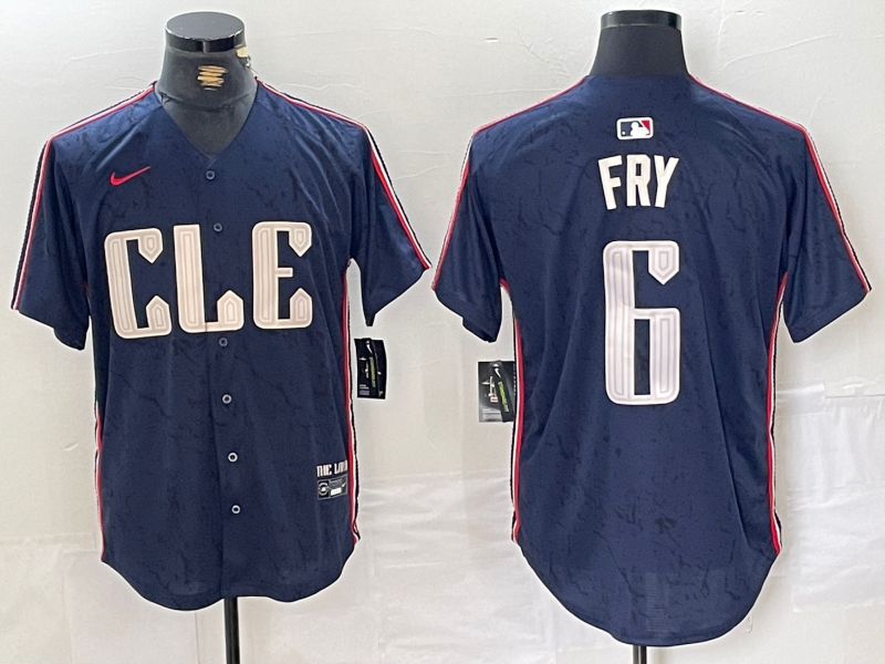 Men's Cleveland Guardians David Fry #6 Navy 2024 City Connect Limited Jersey baseball jersey product view 1