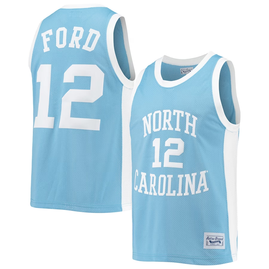Men's North Carolina Tar Heels Ford Carolina Blue Player Jersey sports jersey product view 1